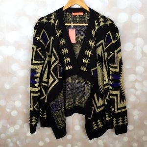 Lulumari NWT Gold, Blue and Black Cardigan